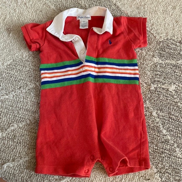 Ralph Lauren Other - ❤️🧡Ralph Lauren Baby romper collar tee ❤️🧡Size 9 Months